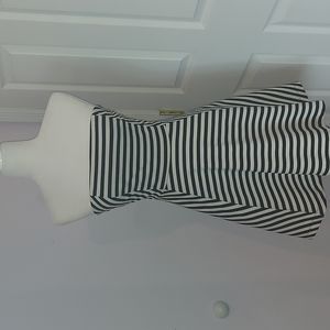 Black and White Striped Stretchy Strapless Dress